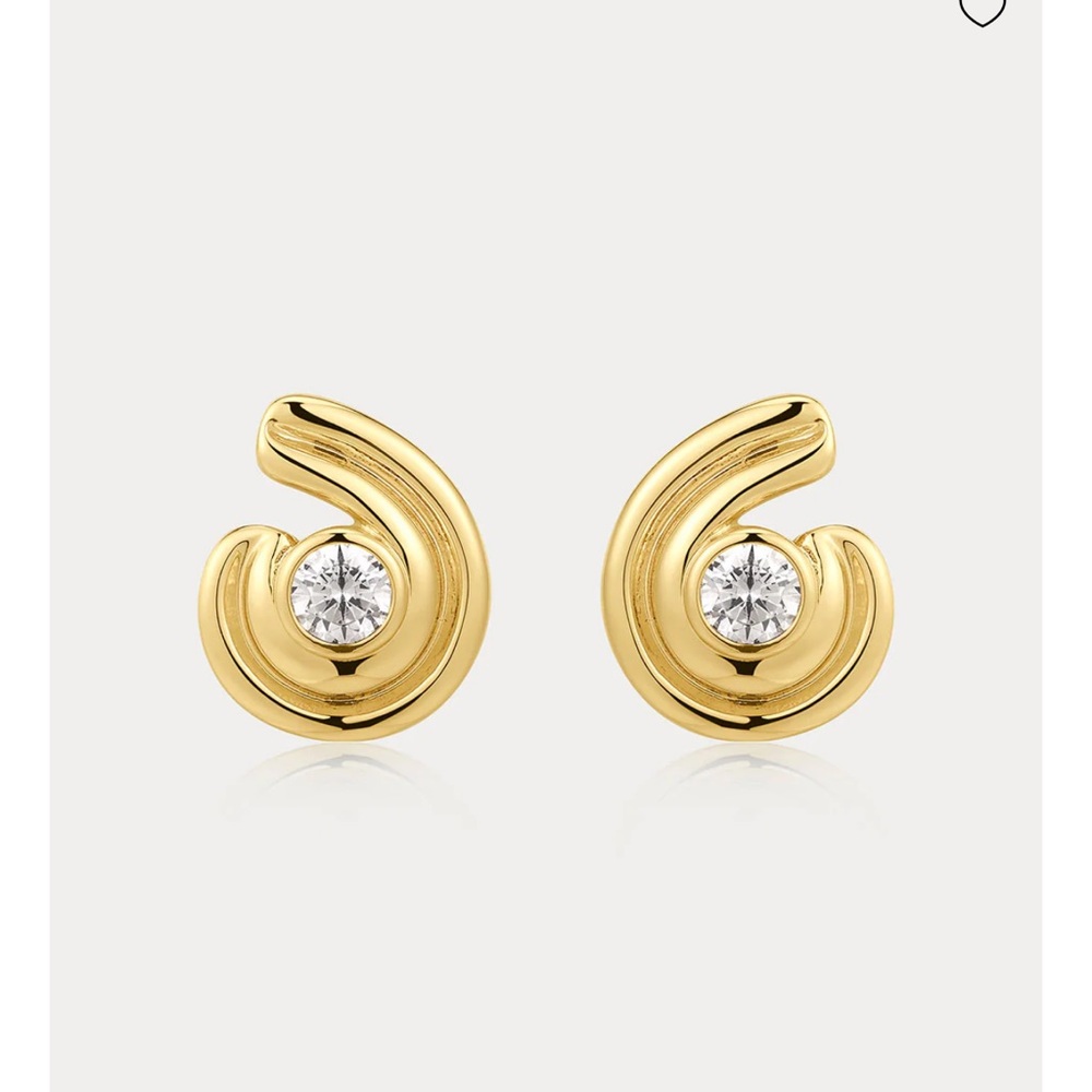 Luv AJ WAVE BEZEL TWIST STUDS - Gold - Picture 3 of 5